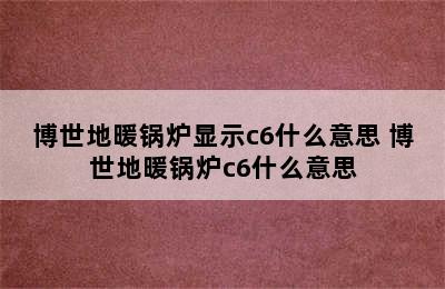 博世地暖锅炉显示c6什么意思 博世地暖锅炉c6什么意思